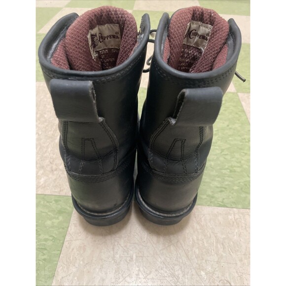 Vintage Chippewa Black Leather Logger Boots Men's 7 Women’s 9 Moto Boots Utility - Picture 10 of 11